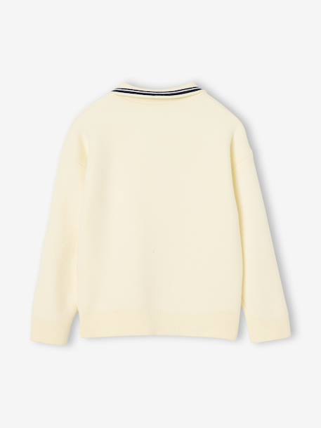 Pull polo fille manches longues écru 2 - vertbaudet enfant 
