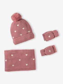 -Ensemble fille tricot bonnet, snood et mitaines