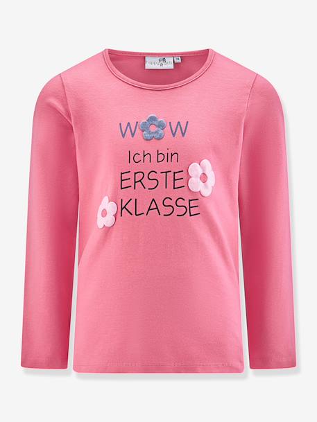 T-shirt manches longues Première Classe fille Happy Girls rose bonbon 1 - vertbaudet enfant 