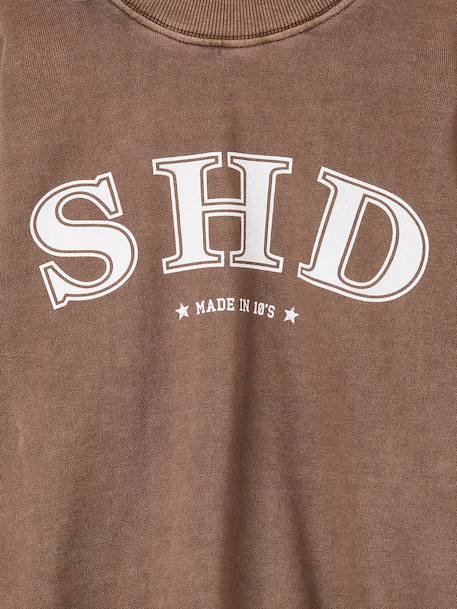 Sweat fille manches longues chocolat+gris 3 - vertbaudet enfant 