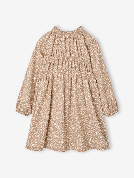 Robe courte fille manches longues cannelle+écru 2 - vertbaudet enfant 