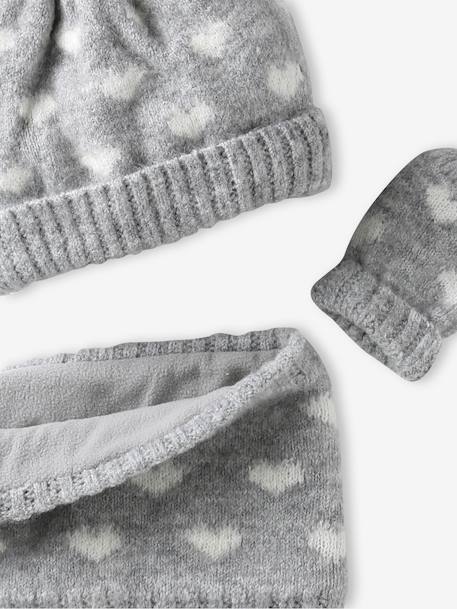 Ensemble bébé fille tricot bonnet, snood et moufles gris chiné 5 - vertbaudet enfant 