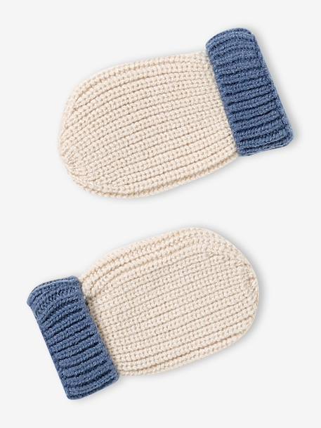 Ensemble bébé tricot bonnet, snood et moufles écru 3 - vertbaudet enfant 