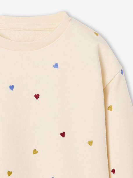 Sweat fille manches longues écru+rose pâle 3 - vertbaudet enfant 