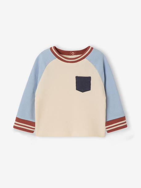 T-shirt manches longues bébé garçon bleu grisé+vanille 1 - vertbaudet enfant 