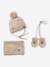 Ensemble bébé bonnet, snood et moufles beige 1 - vertbaudet enfant 