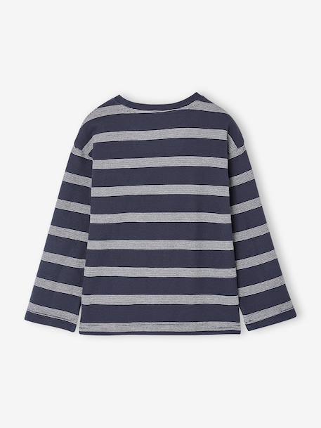 Tee-shirt manches longues effet rayé garçon marine+rayé blanc 4 - vertbaudet enfant 