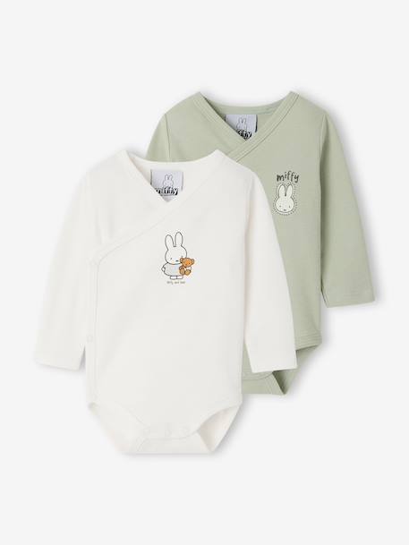 Lot de 2 bodies naissance Miffy manches longues vert d'eau 1 - vertbaudet enfant 