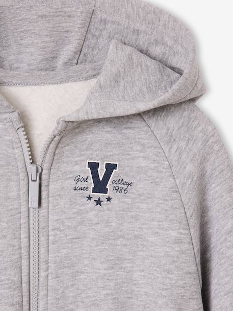 Sweat à capuche zippé fille gris chiné 3 - vertbaudet enfant 