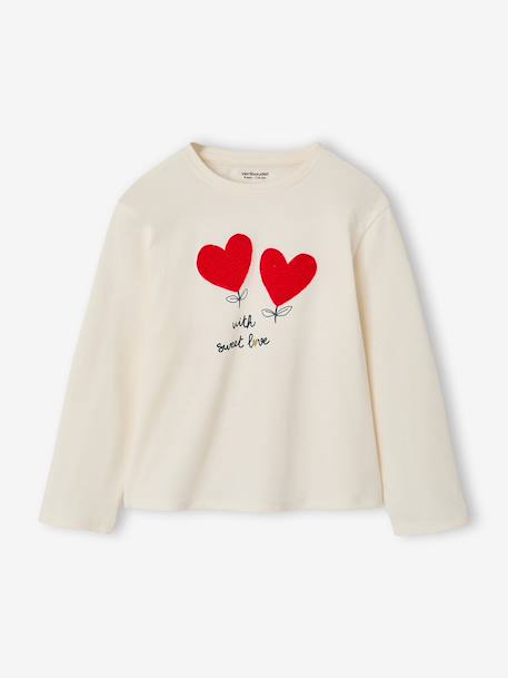 T-shirt manches longues fille écru+rose poudré 3 - vertbaudet enfant 