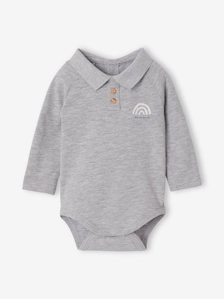 Lot de 2 bodies naissance manches longues col polo gris chiné 3 - vertbaudet enfant 