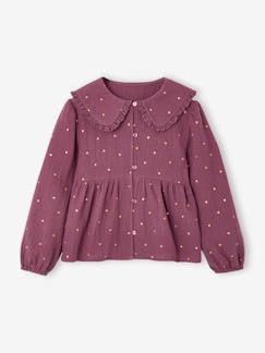 Chemise fille gaze de coton col brodé  - vertbaudet enfant