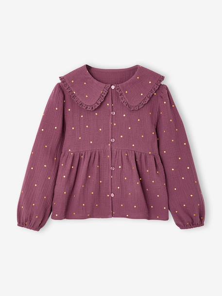 Fille-Chemise fille gaze de coton col brodé