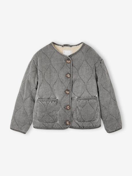 Veste matelassée fille doublée sherpa anthracite+rose 1 - vertbaudet enfant 