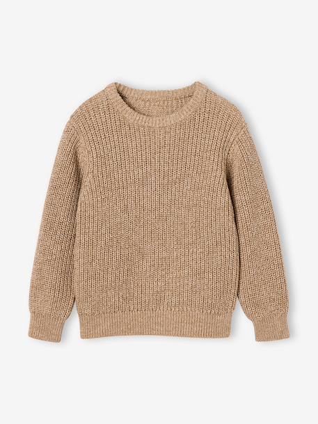 Pull col rond garçon beige chiné 3 - vertbaudet enfant 