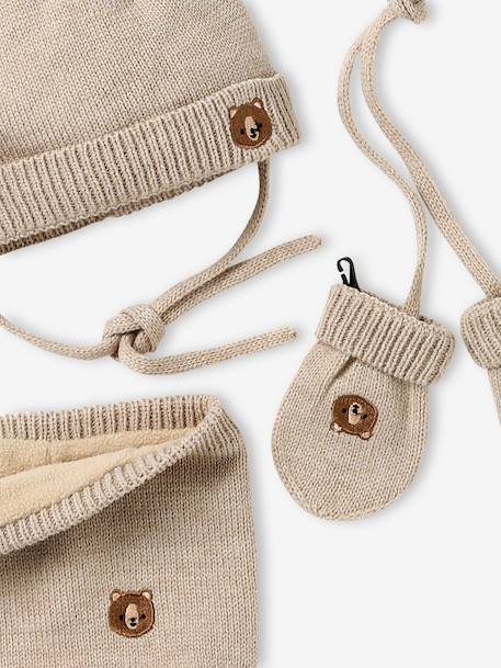 Ensemble bébé bonnet, snood et moufles beige 5 - vertbaudet enfant 