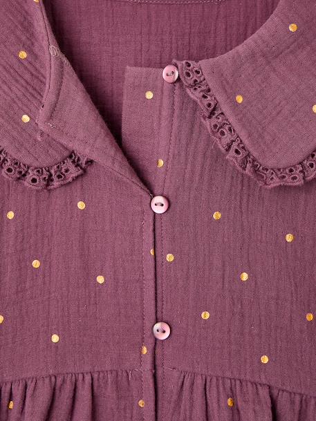 Chemise fille gaze de coton col brodé écru+prune 9 - vertbaudet enfant 