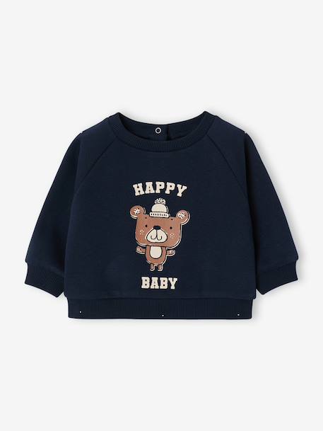 Sweat bébé manches longues marine+ocre 1 - vertbaudet enfant 