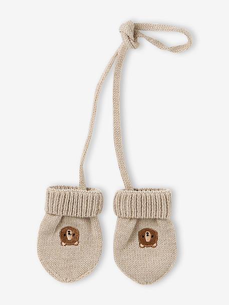 Ensemble bébé bonnet, snood et moufles beige 3 - vertbaudet enfant 