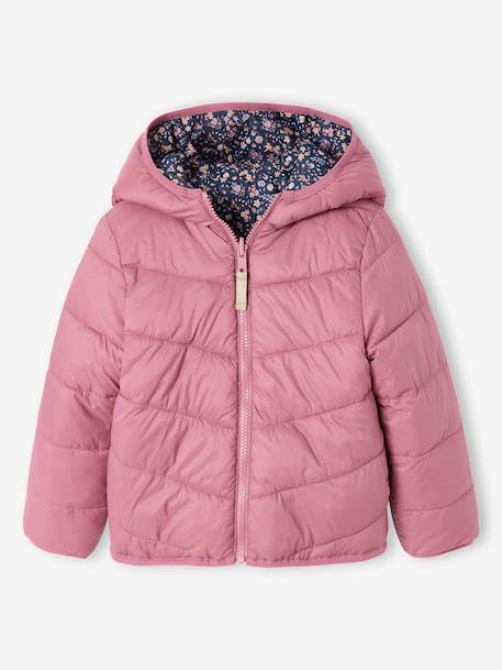 Doudoune fille légère réversible anthracite+mauve+rose pâle 9 - vertbaudet enfant 