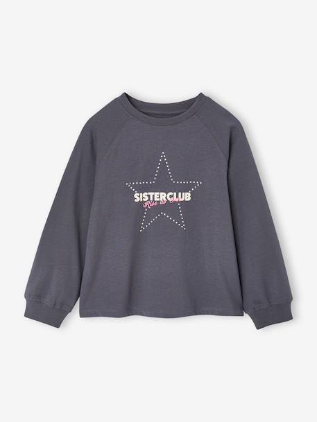 T-shirt manches longues fille encre+prune 1 - vertbaudet enfant 