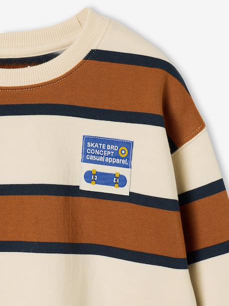 Sweat garçon col rond marine+noisette+pistache 10 - vertbaudet enfant 