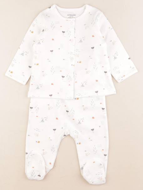 Pyjama coton - 6 mois Blanc, multicolore 1 - vertbaudet enfant 