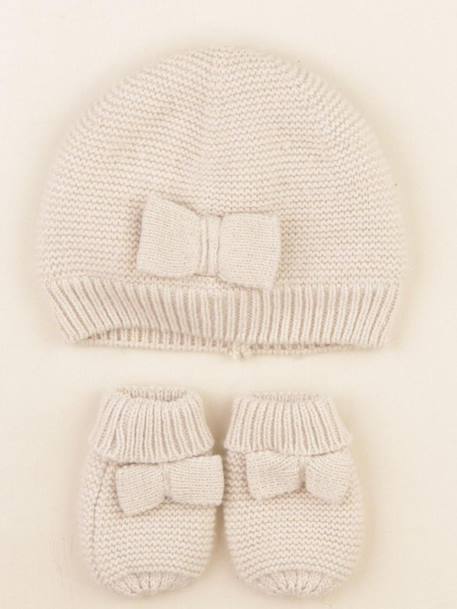 Ensemble bonnet/moufles - 12/18 mois Beige, or 1 - vertbaudet enfant 