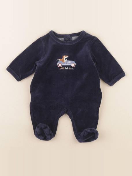 Pyjama velours - 0 mois Bleu 1 - vertbaudet enfant 