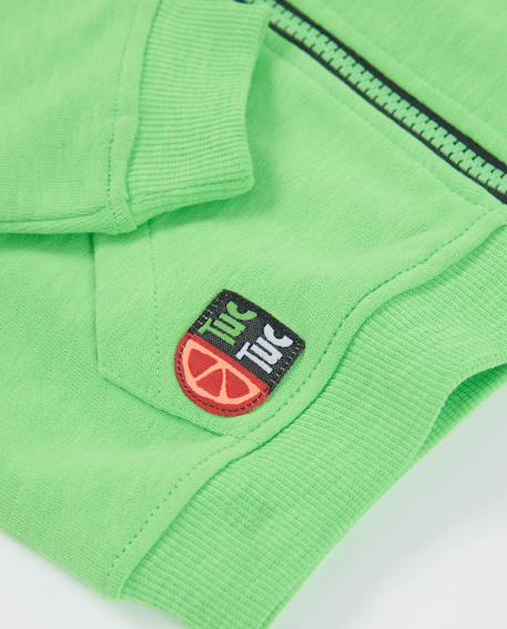 Sweat-shirt garçon en maille avec poche kangourou Vert 4 - vertbaudet enfant 