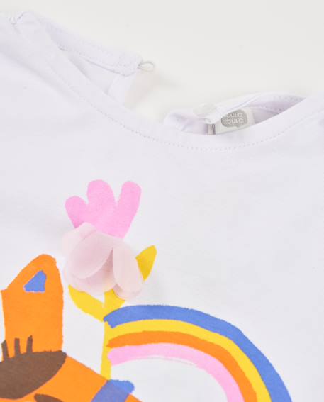 T-shirt pour fille en maille avec fleurs en relief Blanc 3 - vertbaudet enfant 