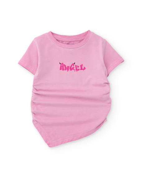 Fille-T-shirt fille en maille avec fronces latérales