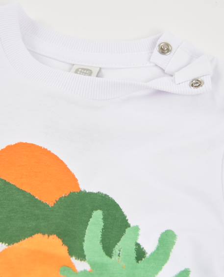 T-shirt garçon en maille avec application avec bouton Blanc 3 - vertbaudet enfant 
