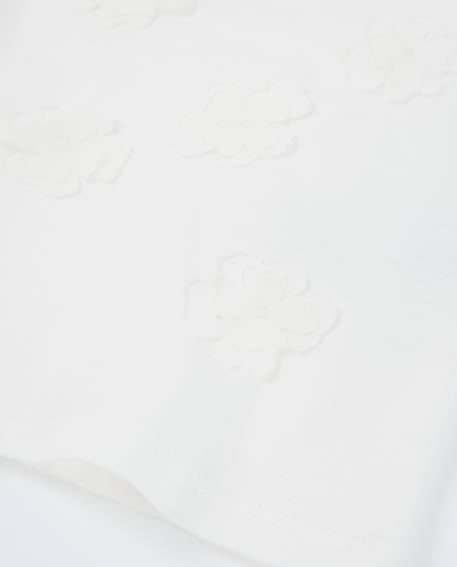 T-shirt fille en maille avec relief floral Blanc 4 - vertbaudet enfant 