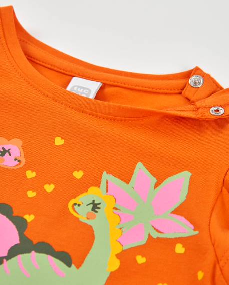 T-shirt fille en maille avec manches à volants Orange 4 - vertbaudet enfant 