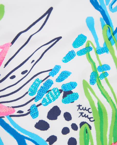 T-shirt fille en maille avec détails brillants Blanc 4 - vertbaudet enfant 