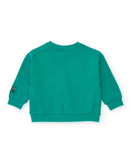 Sweat-shirt garçon en maille avec motif frontal Vert 3 - vertbaudet enfant 