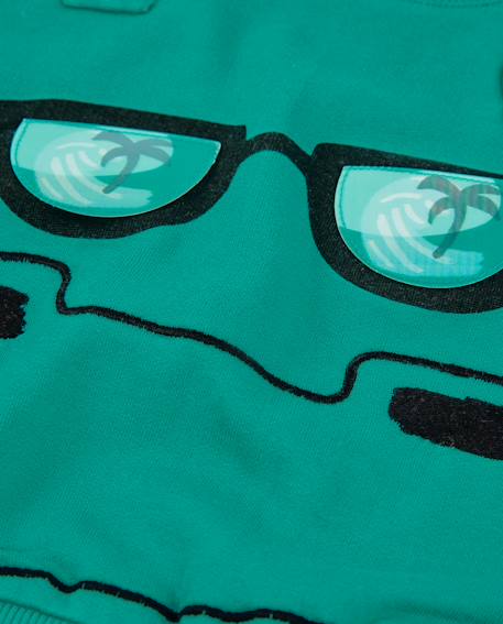 Sweat-shirt garçon en maille avec motif frontal Vert 5 - vertbaudet enfant 
