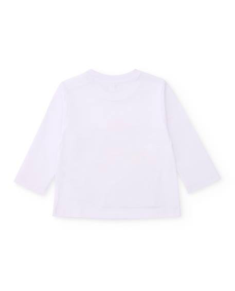 T-shirt garçon en maille avec application avec bouton Blanc 2 - vertbaudet enfant 