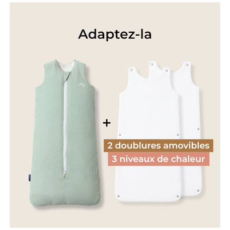 Gigoteuse réversible 4 saisons léopard 18-36 mois Beige+Marron+Vert+Vert clair 22 - vertbaudet enfant 