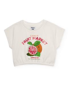 T-shirt fille en maille avec bas élastiqué  - vertbaudet enfant