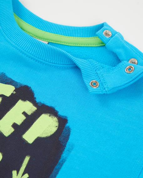 Sweat-shirt garçon en maille avec fermeture à l’épaule Bleu 3 - vertbaudet enfant 
