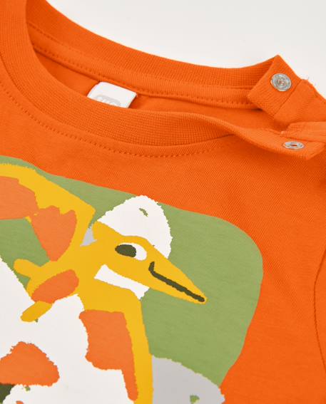 T-shirt garçon en maille avec imprimé frontal Orange 3 - vertbaudet enfant 