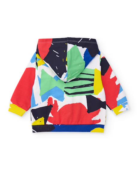 Sweat à capuche garçon en maille Blanc 3 - vertbaudet enfant 