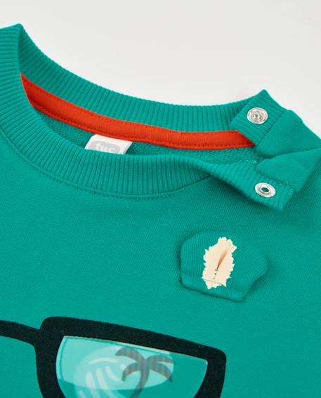 Sweat-shirt garçon en maille avec motif frontal Vert 4 - vertbaudet enfant 