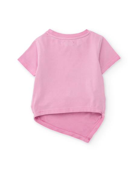 T-shirt fille en maille avec fronces latérales Rose 2 - vertbaudet enfant 