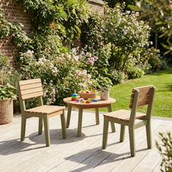 Chaise bois pour enfant intérieur/extérieur, salon de jardin enfant bois d'acacia (lot de 2) caroline  - vertbaudet enfant