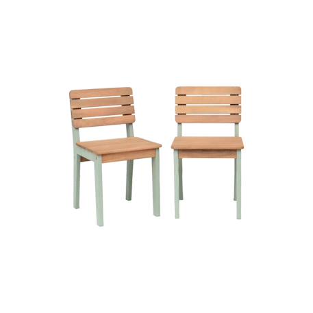 Chaise bois pour enfant intérieur/extérieur, salon de jardin enfant bois d'acacia (lot de 2) caroline Vert de gris 2 - vertbaudet enfant 