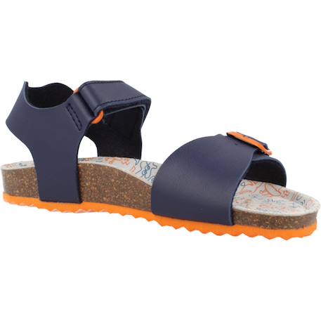 Sandales en cuir à scratch Bleu 2+Navy orange sombre 5 - vertbaudet enfant 
