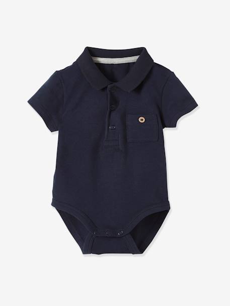 Lot de 2 bodies bébé naissance ouverture polo avec poche bleu ciel+lot encre 9 - vertbaudet enfant 